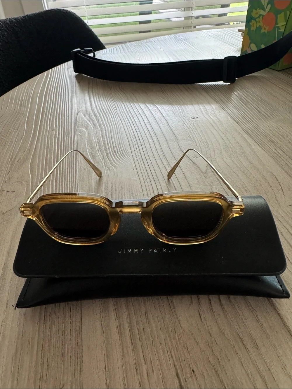 Jimmy Fairly Women's Amber Brown Square Sunglasses - Picture 3 of 4